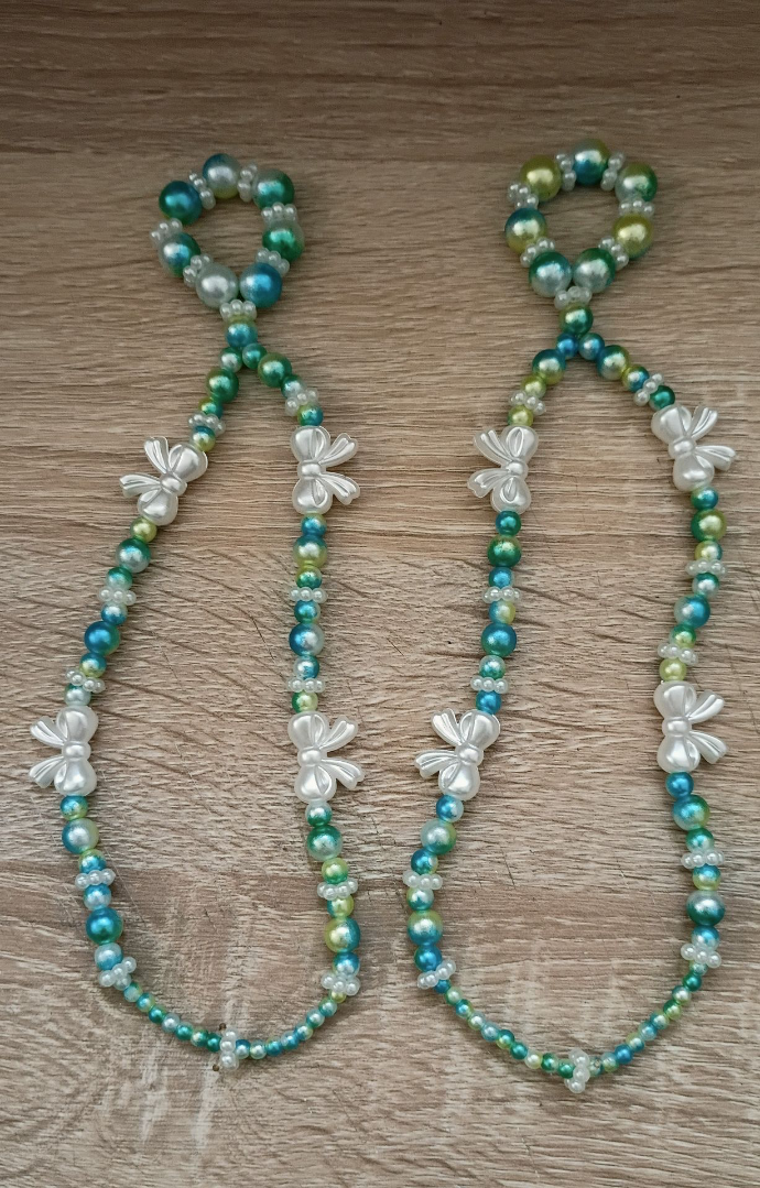 Green and turquoise barefoot wedding jewelry with floral accents