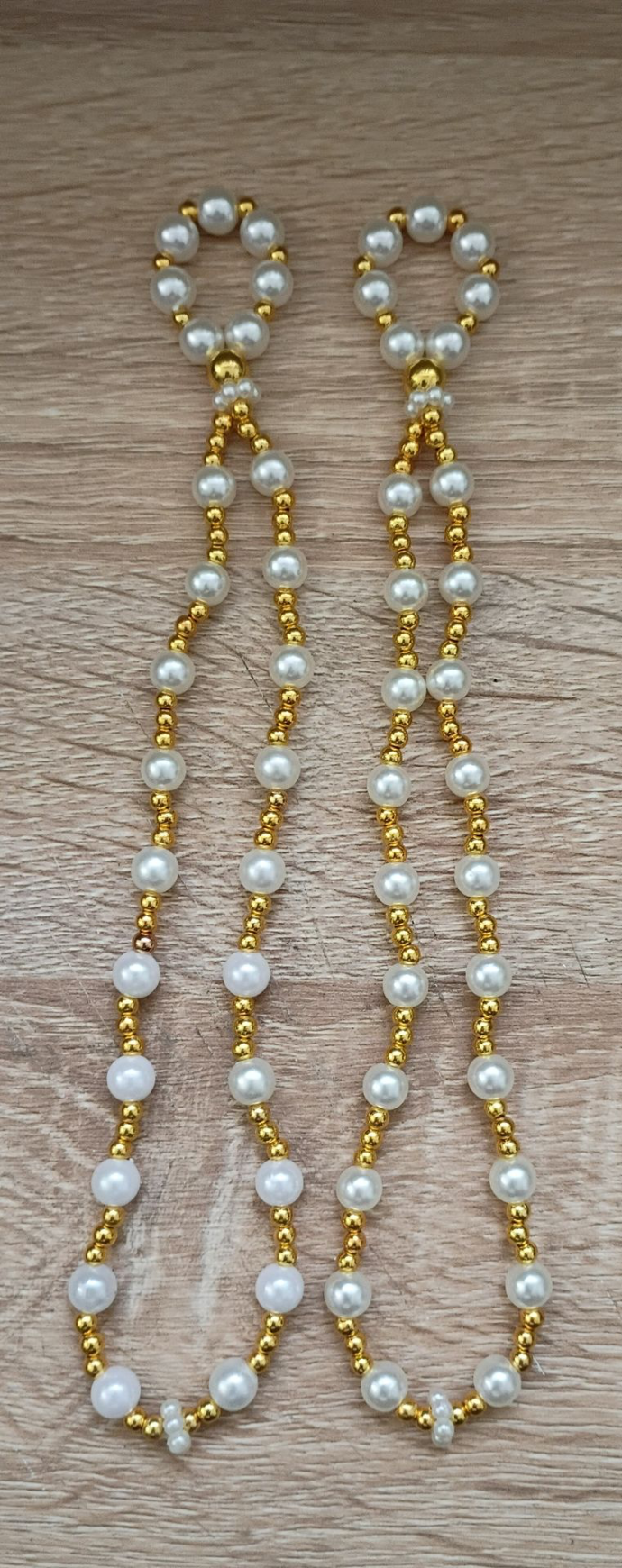 Pearl and gold handmade barefoot wedding jewelry for bride