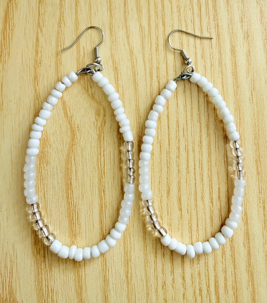 Two Toned Loop Earrings (White and Clear)